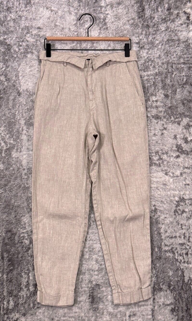 Reformation Pants 2 Womens Beige Folded Over Tapered Crop Leg Trouser
